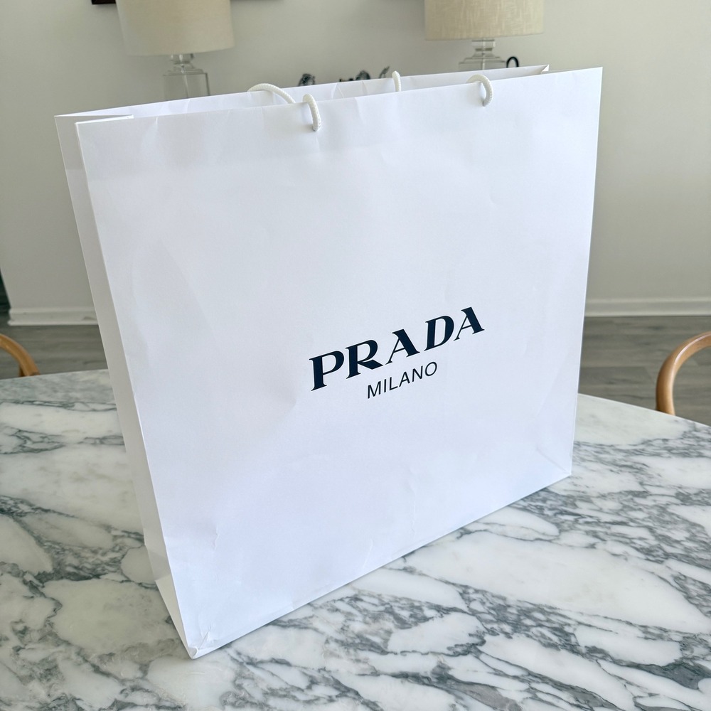 Prada Milano Large White Paper Shopping Bag Gift Bag 23.5"x22"x5" Authentic